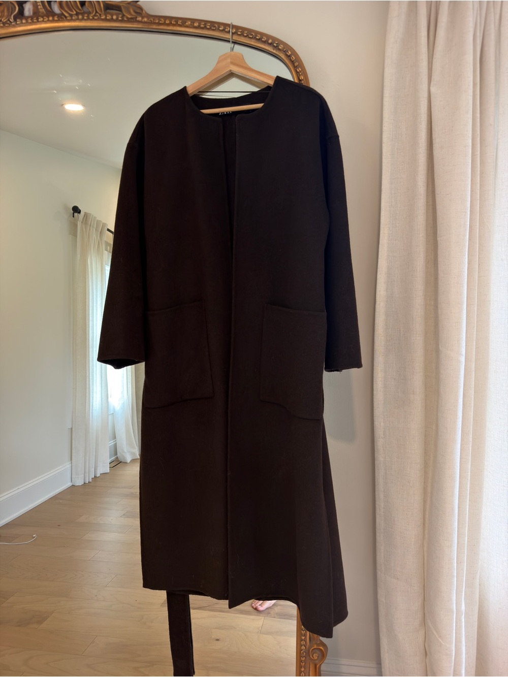 Zara Brown wool belted coat